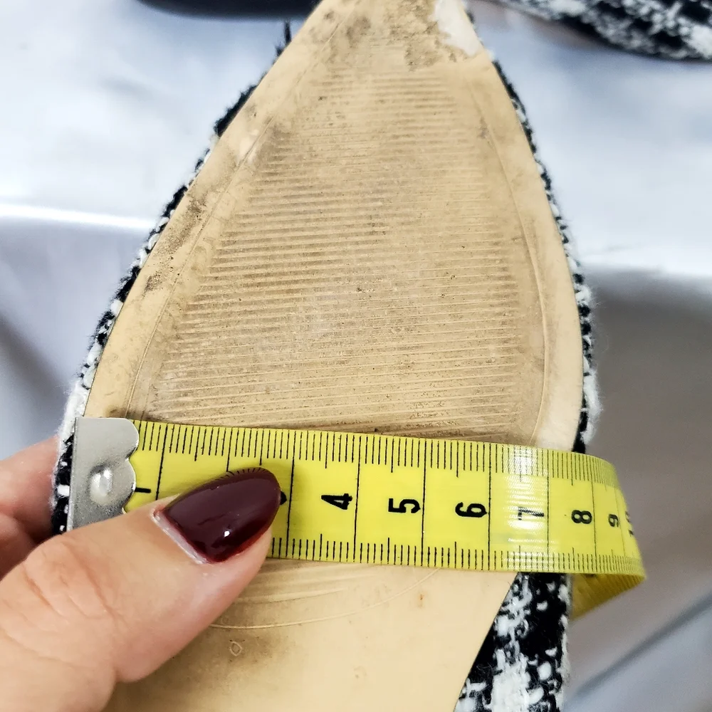 Zara tweed beaded jeweled fabric flat shoes pointed toe size 40EUR - Picture 12 of 12